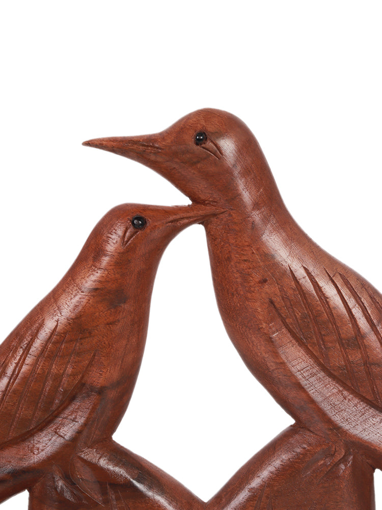 Kashmiri Walnut Wood Bird Pair Table Accent - Hand carved