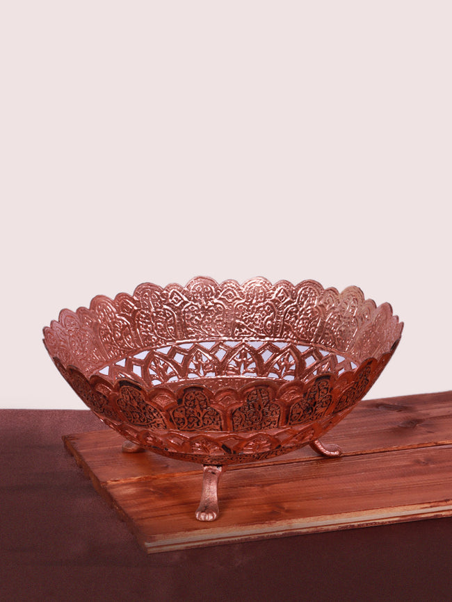 Kandkaari Chinar Engraved Copper Fruit Bowl – Luxurious Kashmiri Tableware
