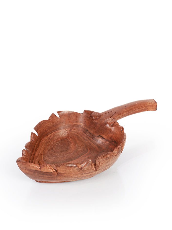 Handcrafted Walnut Wood Leaf-Shaped Serving Bowl