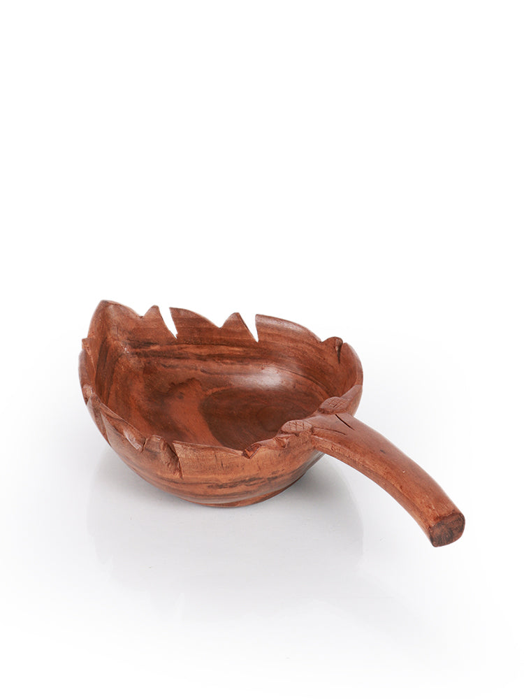 Handcrafted Walnut Wood Leaf-Shaped Serving Bowl