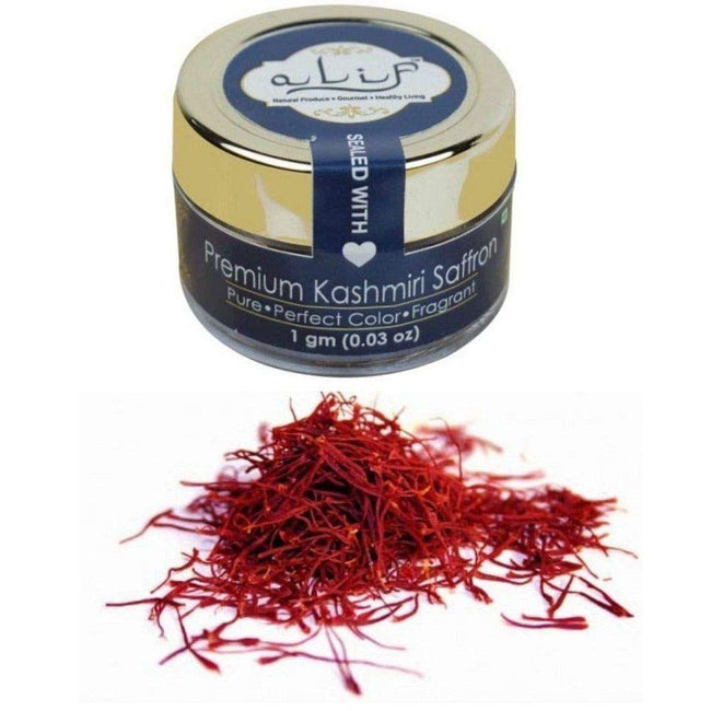 Alif Premium Kashmiri Saffron 1 gm Pure, Perfect Color, Fragrant A+ Grade - Hamiast