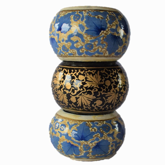 Assorted Kashmiri Papier-Mâché Napkin Rings - Hand-Painted - Hamiast