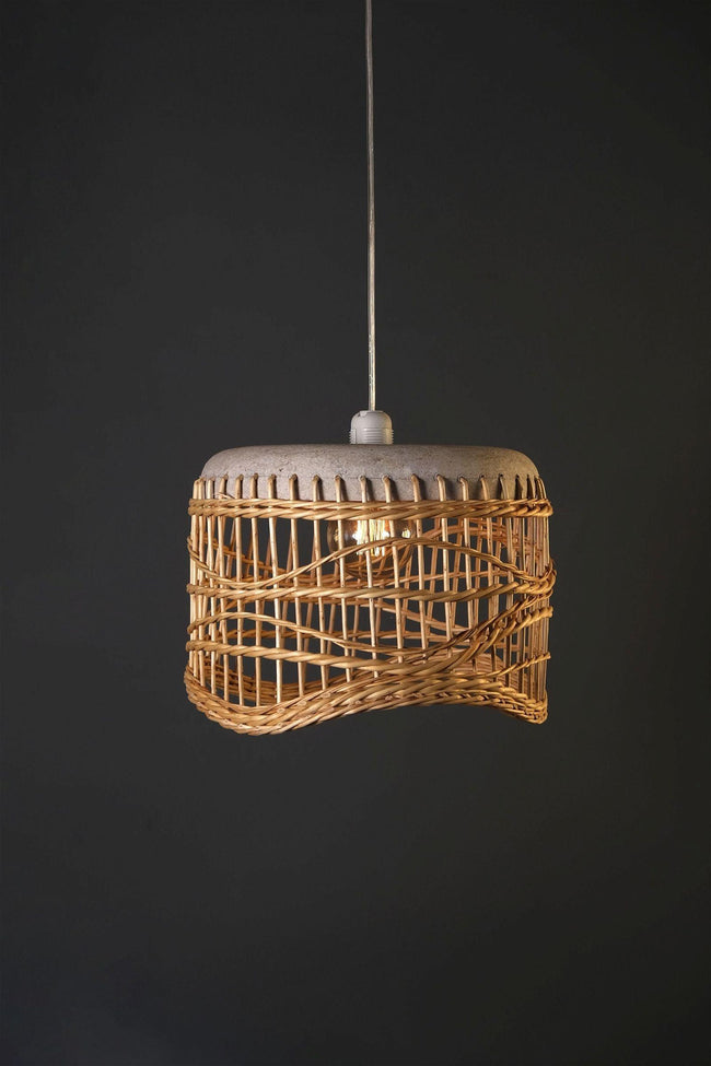 Chenab Willow Wicker Pendant Lamp: Kashmiri Artistry in Papier-Mâché Elegance - Hamiast