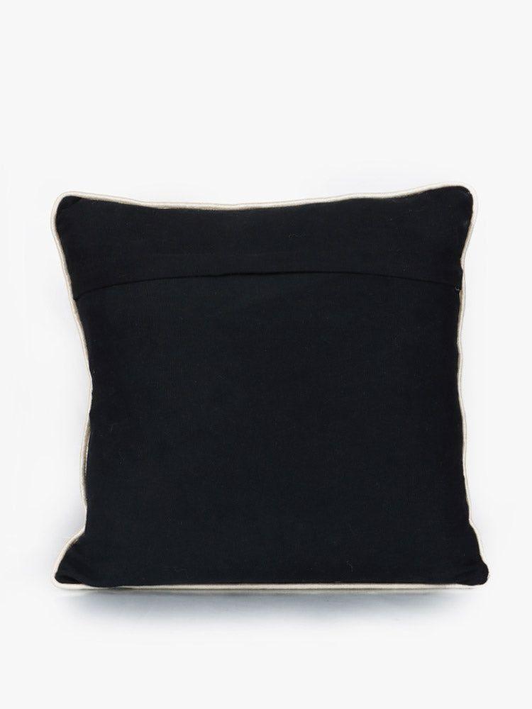 Elegant Floral Contrast Handcrafted Kashmiri Chain Stitch Cushion Cover - Hamiast