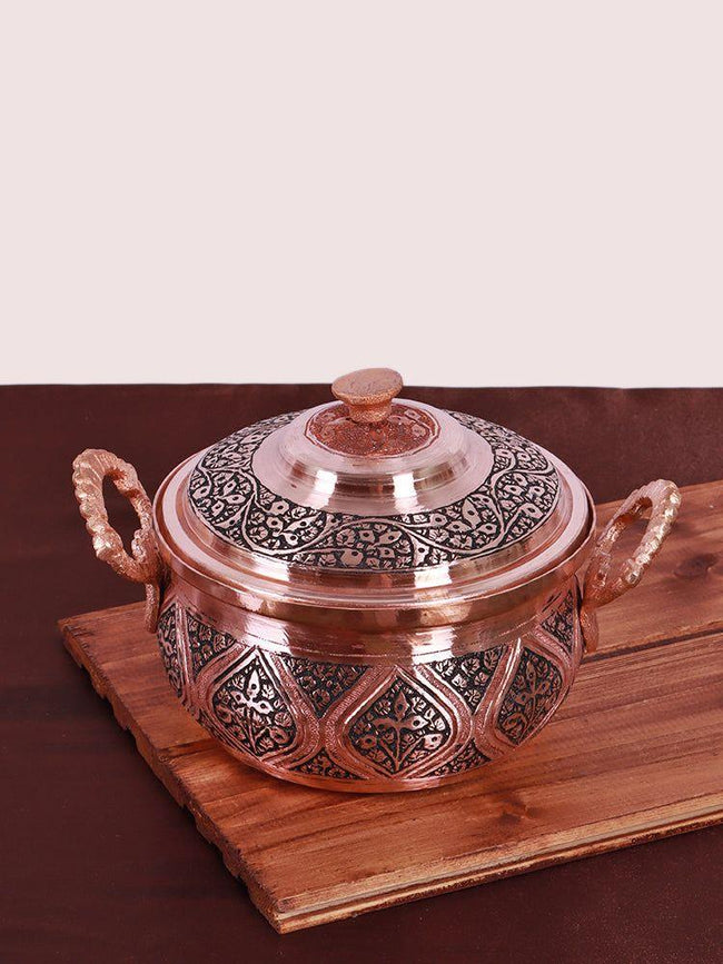 Elegantly Crafted Copper Donga (Casserole) Kashmiri Copperware - Hamiast