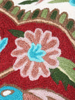 Ethereal Aviary: Kashmiri Chain Stitch Hand-Embroidered Bird Cushion Cover - Hamiast