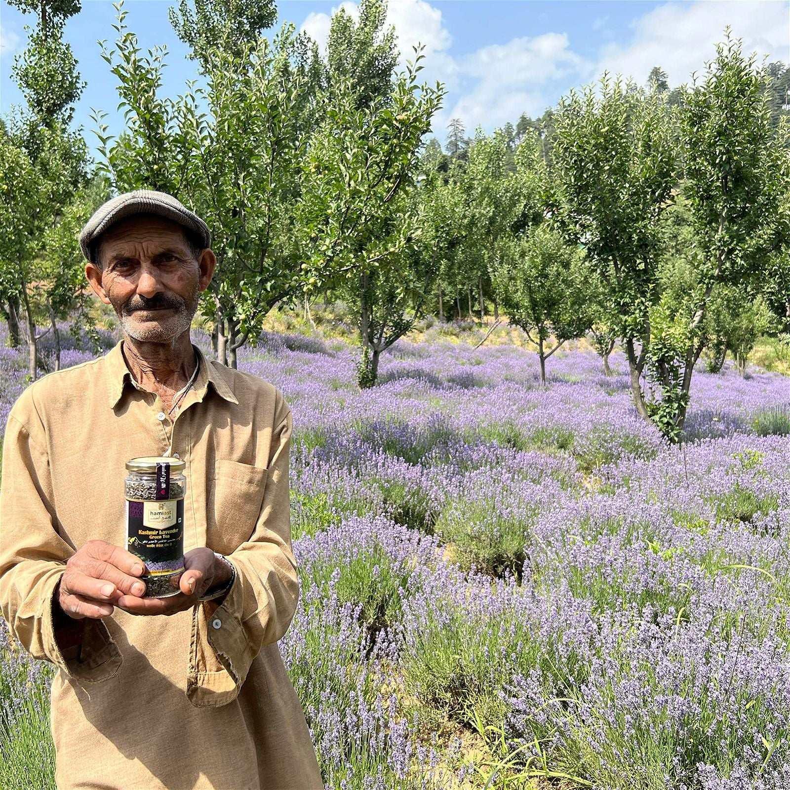 Hamiast Lavender Tea, Premium Kashmir Lavender and Green Tea Blend, Calming Tea for Stress Relief, Good Sleep & Glowing Skin, 100g Serves 50 Cups - Hamiast