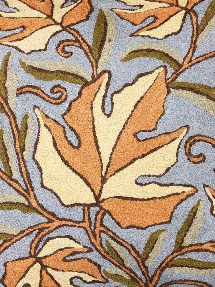 Handmade Chinar Melody Chain Stitch Embroidered Cushion Cover - Hamiast