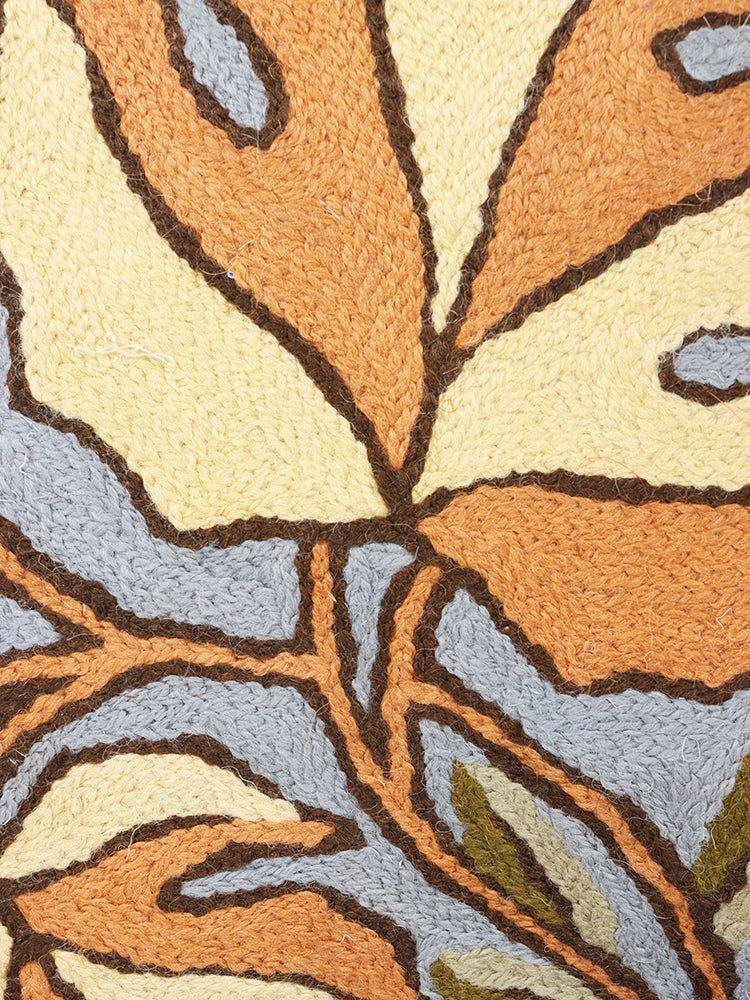 Handmade Chinar Melody Chain Stitch Embroidered Cushion Cover - Hamiast