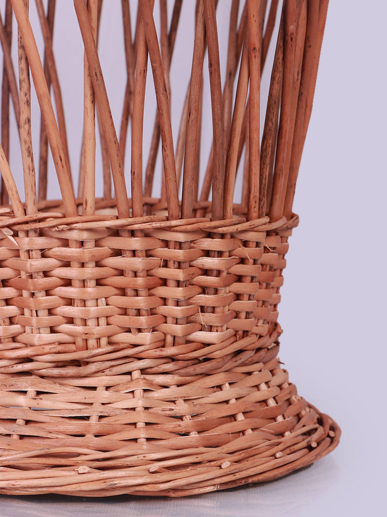 Handwoven Wicker Willow Waste Basket - Kashmiri Artisanal Bin - Hamiast