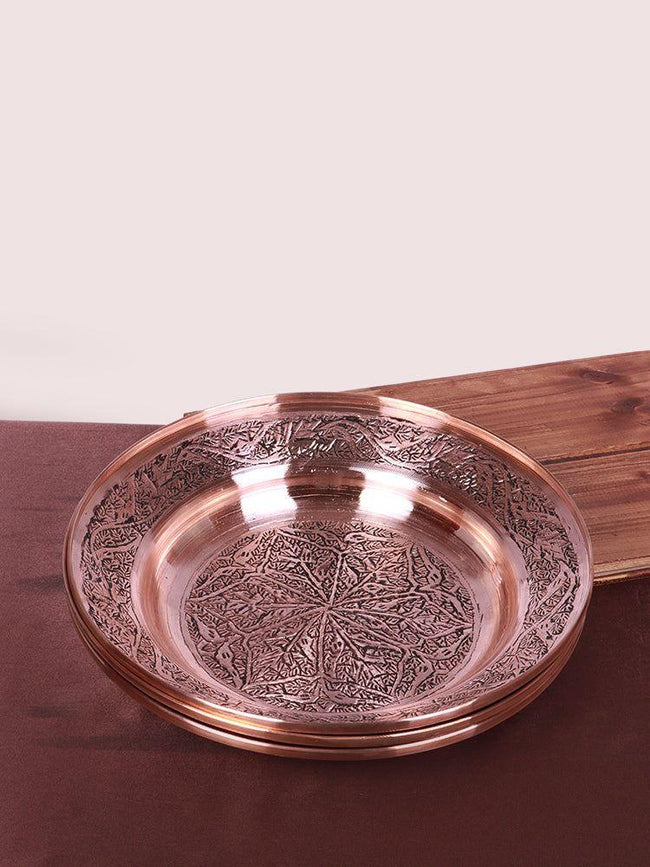 Kandkaer Chinar Motif Kashmiri Copper Plate - Legacy of Craftsmanship - Hamiast