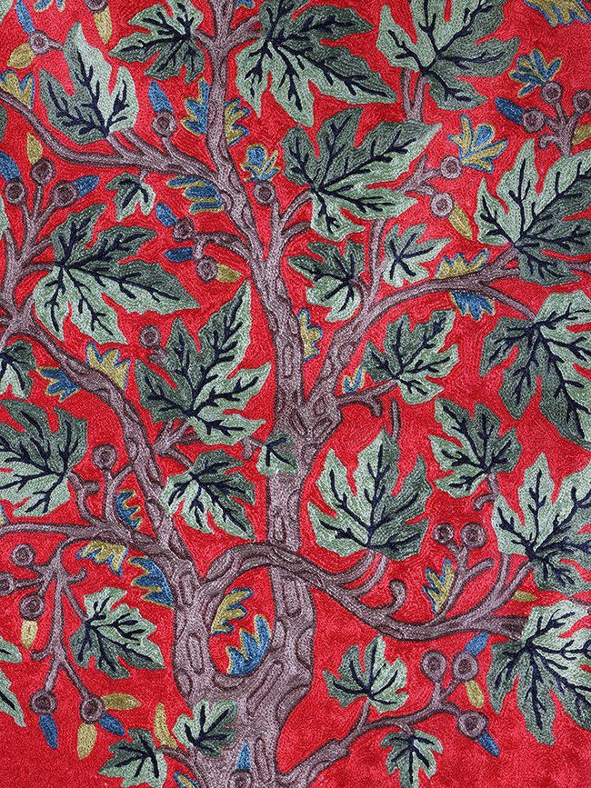 Kashmir Chinar Splendor Silk Chain Stitch Rug Handmade - Hamiast