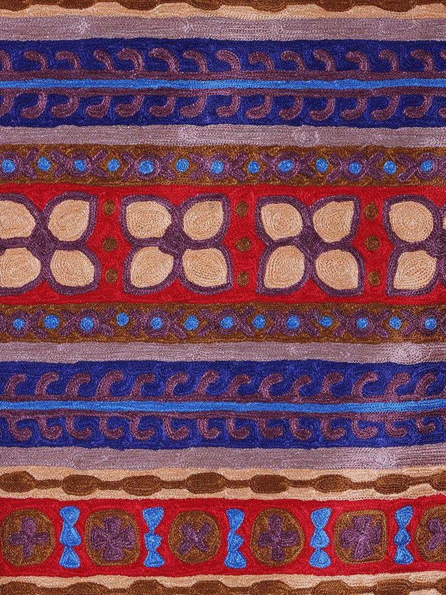 Kashmiri Royal Manuscript Silk Chain Stitch Handmade Rug - Hamiast