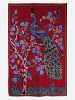 Luxurious Crimson Peacock Aari Kari Wall Hanging – Kashmiri Craftsmanship - Hamiast