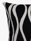 Modern Monochrome Waves Handcrafted Kashmiri Chain Stitch Cushion Cover - Hamiast