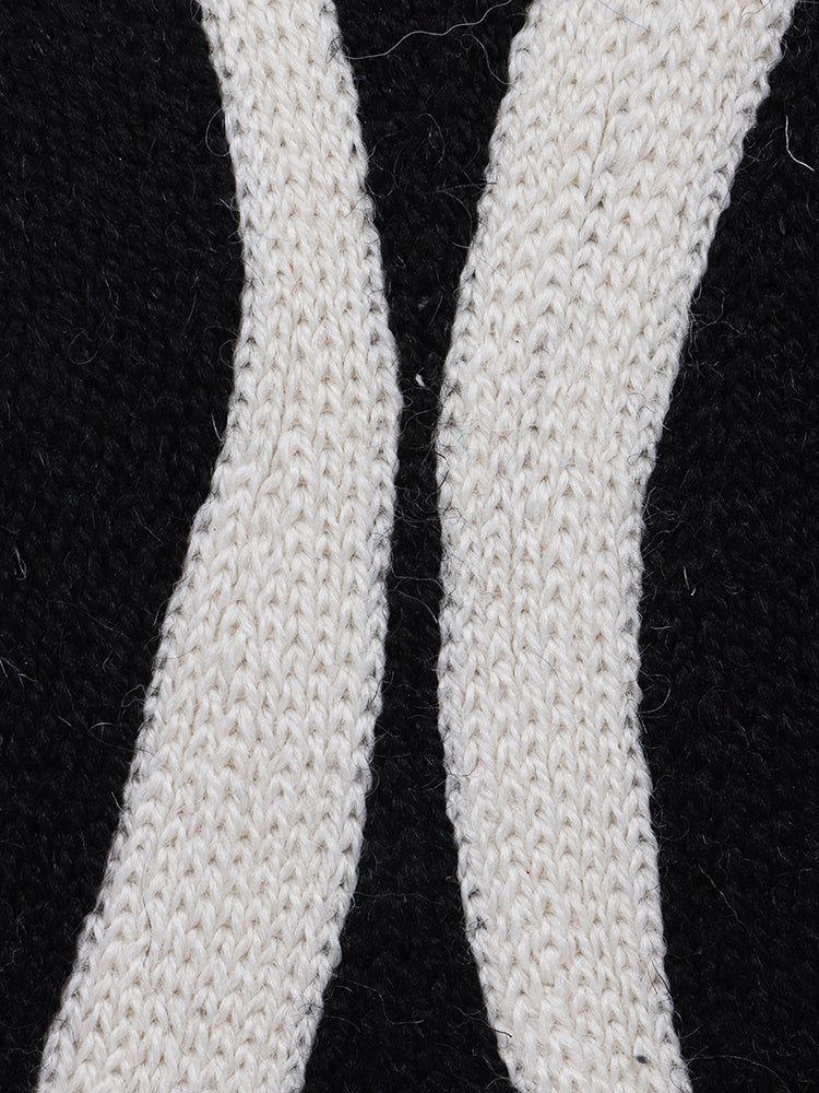 Modern Monochrome Waves Handcrafted Kashmiri Chain Stitch Cushion Cover - Hamiast