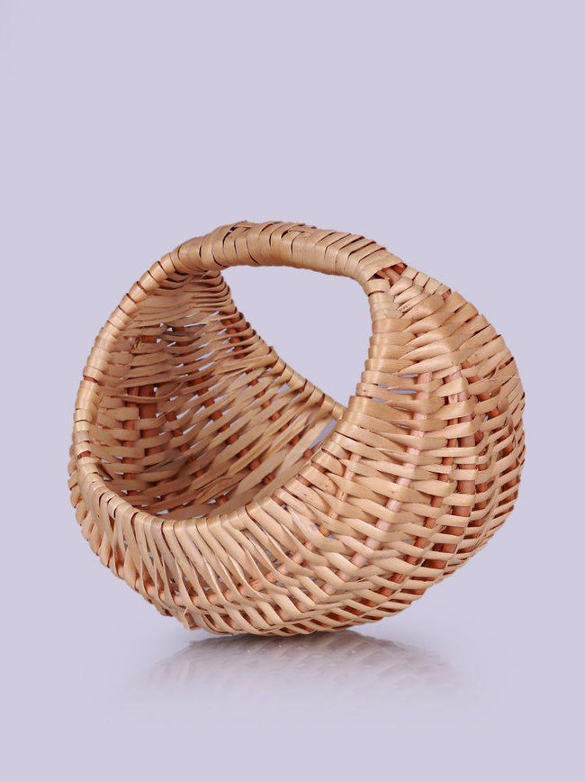 Small Water Reed Moon Basket - Handcrafted Kashmiri Decor - Hamiast
