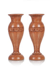 Handcrafted Walnut Wood Flower Vase - Floral Carved Elegance