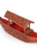 Walnut Wood Shikara with Chinar Leaf Design - Handcrafted Kashmiri Boat Decor
