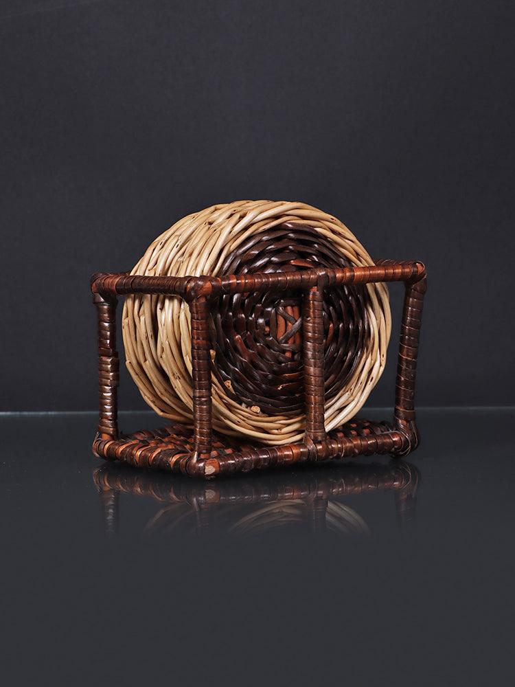 Handmade Kashmiri Wicker Willow Coaster Set – Rustic Charm for Your Home