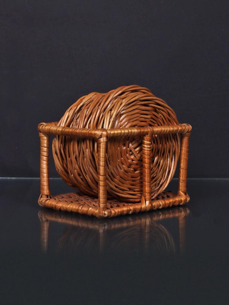 Handcrafted Willow Wicker Coaster Set with Holder – Artisanal Elegance for Your Table