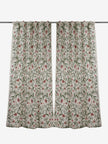 Kashmiri Crewel Embroidered Dusoot Cotton Curtain - White with Colorful Floral Design