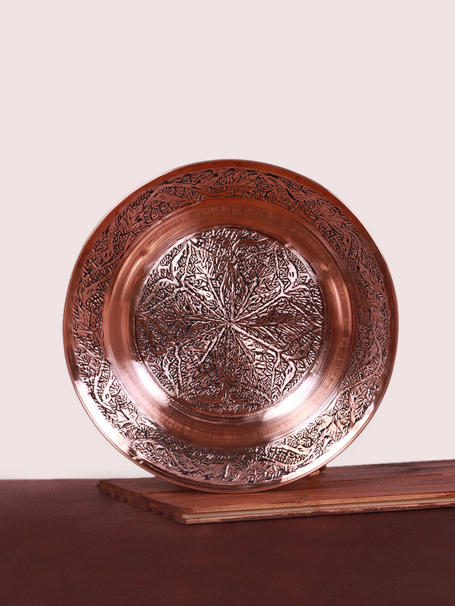 Kandkaer Chinar Motif Kashmiri Copper Plate - Legacy of Craftsmanship