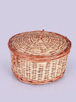 Traditional Kashmiri Wicker Roti Basket with Lid - Handcrafted Bread Storage