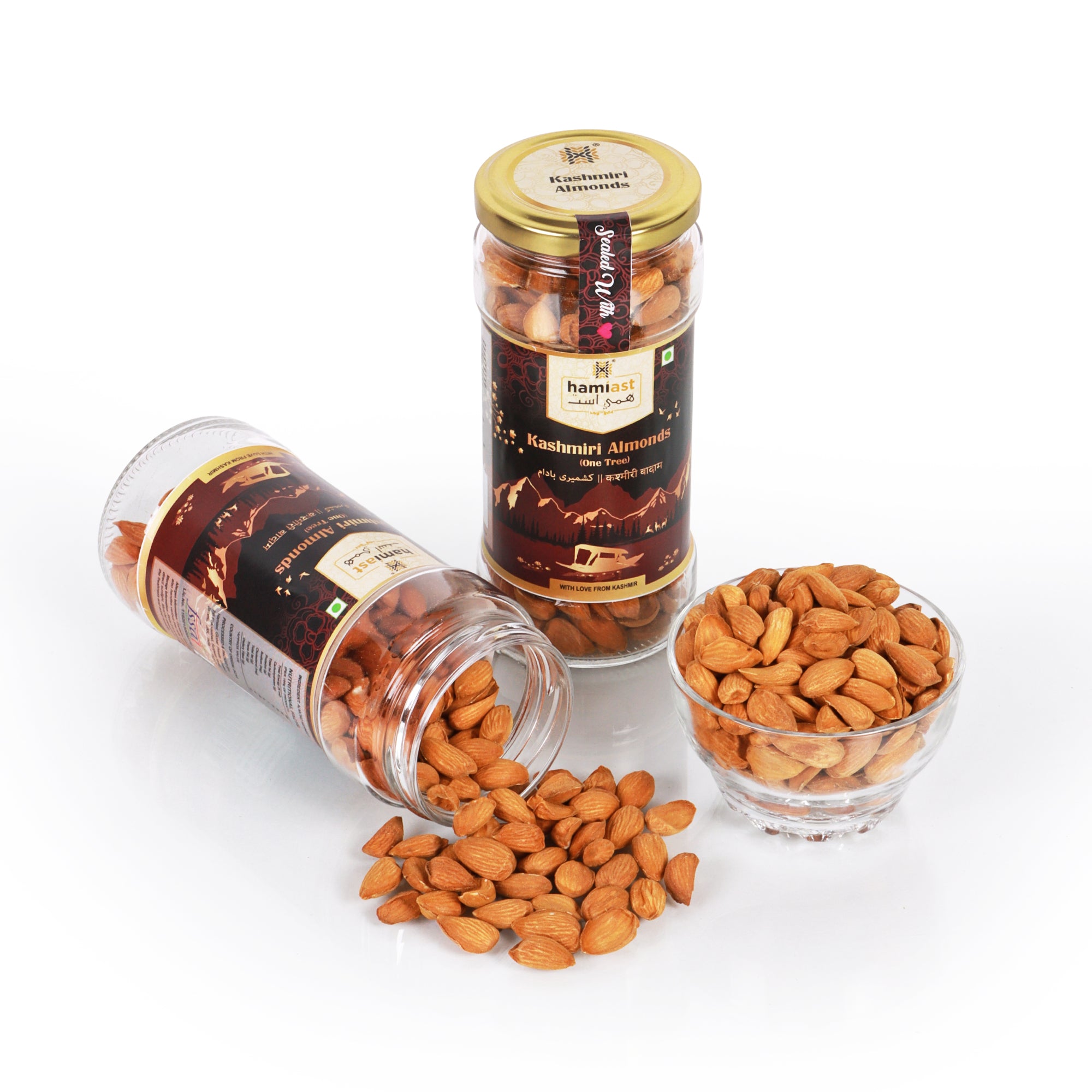 Hamiast Premium Kashmiri Almonds (Mamra) Rare, Healthy, Oil Rich, One Tree Almond Kernels -200g