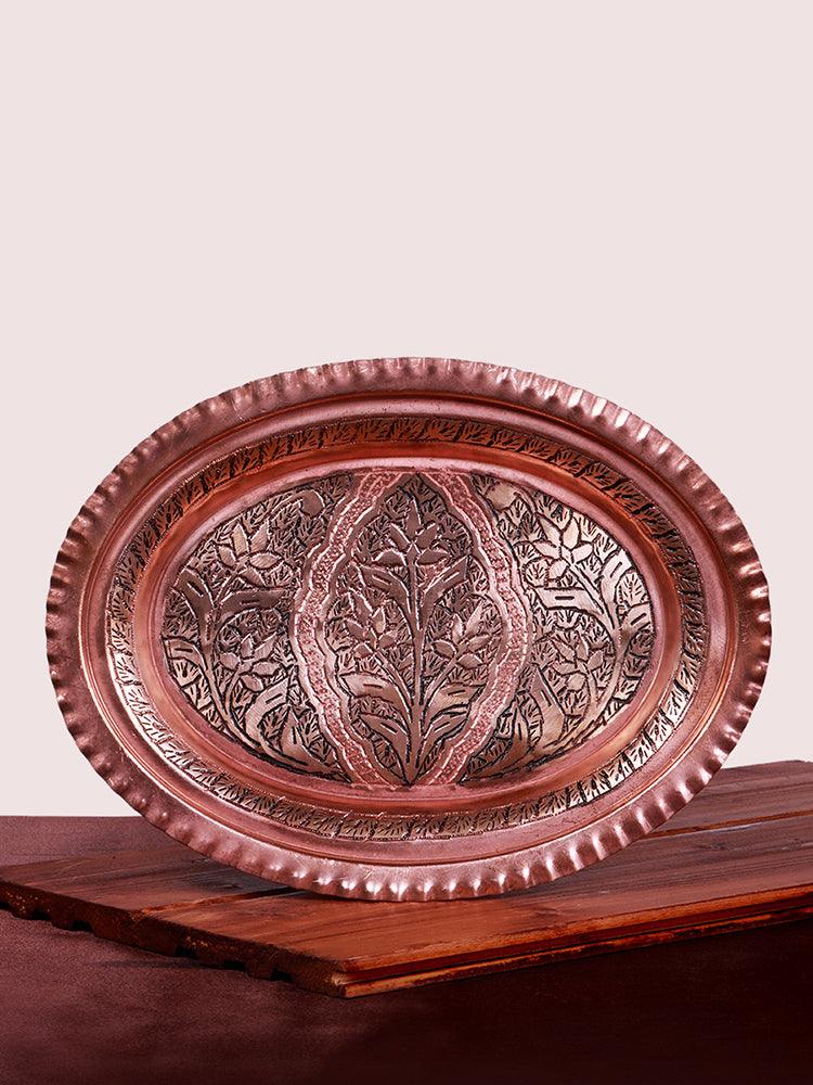 Kashmiri Copper Serving Tray: Handcrafted Elegance for Dining
