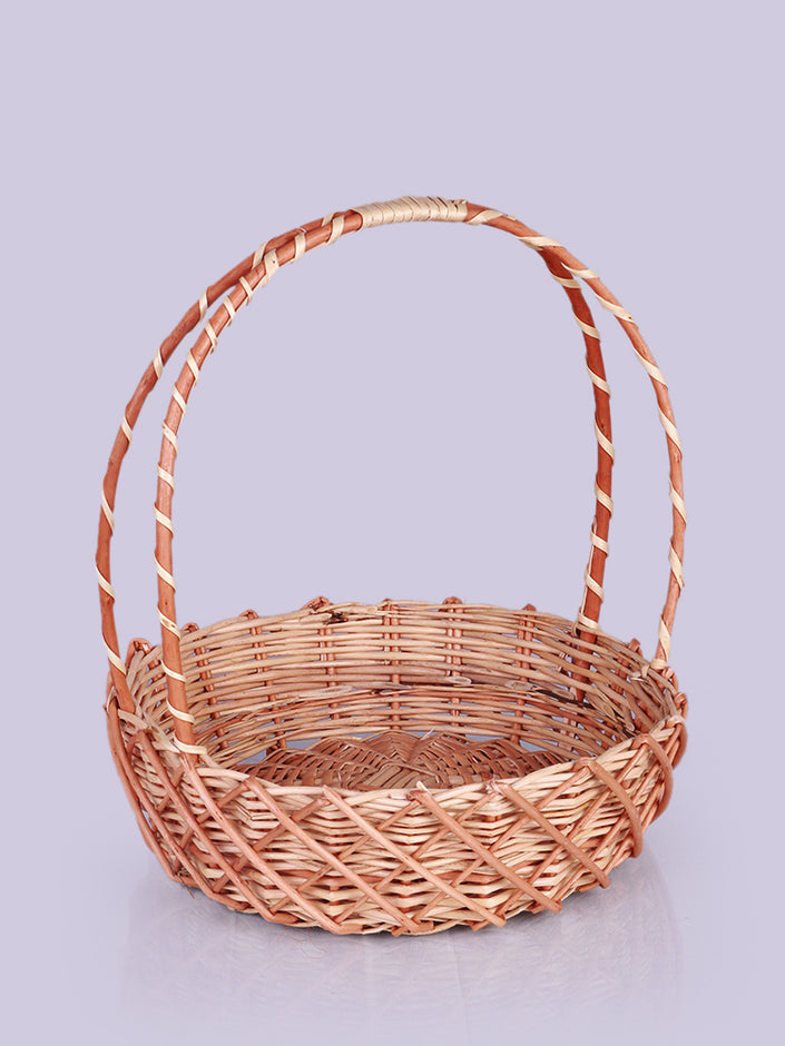 Artisan Handwoven Natural Wicker Basket with Decorative Handle