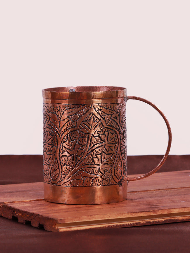 Kandkaer Hand-Engraved Kashmiri Copper Coffee Mug – Artisanal Drinkware