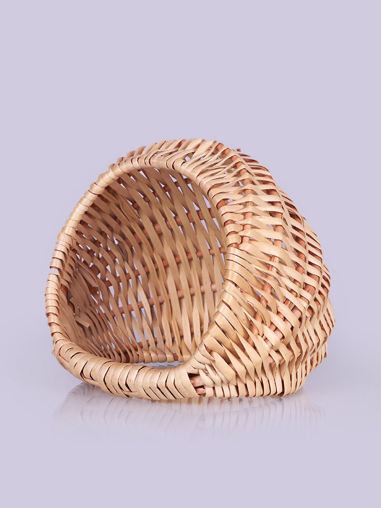 Small Water Reed Moon Basket - Handcrafted Kashmiri Decor