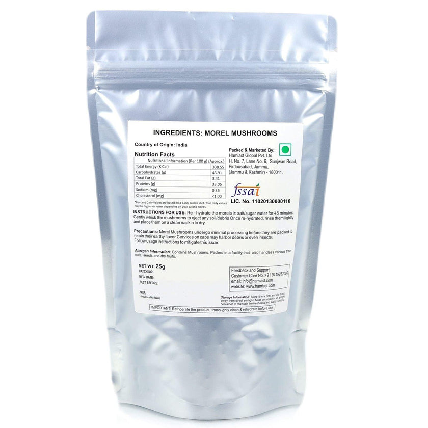 Alif Himalayan, Kashmiri Morel Mushrooms Morchella, Gucchi 25g - Hamiast