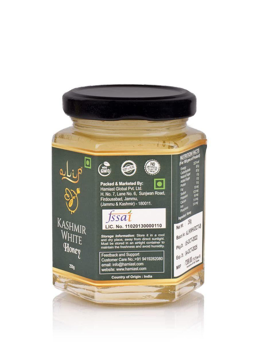 Alif Kashmir White Honey, Pure, Natural, Himalayan Honey 250g - Hamiast