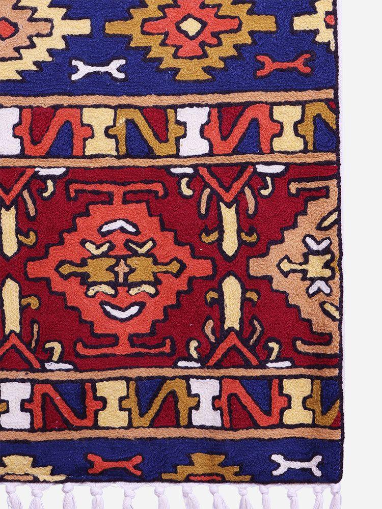 Ancestral Echoes: Luxurious Handwoven Rug with Artisanal Tribal Patterns and Tassels - Hamiast