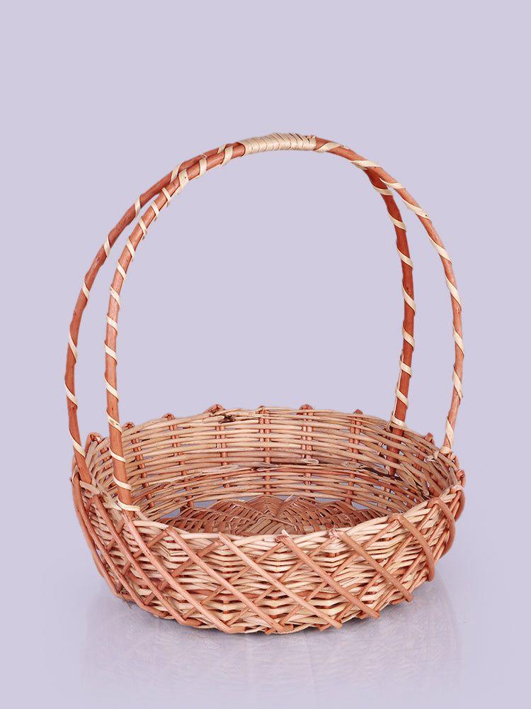 Artisan Handwoven Natural Wicker Basket with Decorative Handle - Hamiast