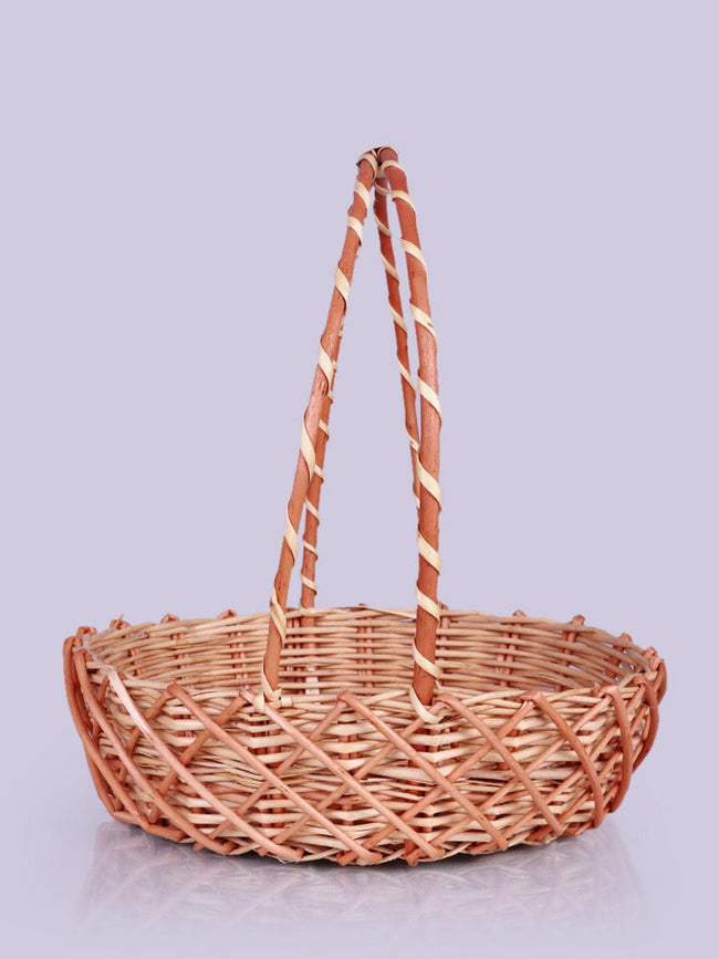 Artisan Handwoven Natural Wicker Basket with Decorative Handle - Hamiast