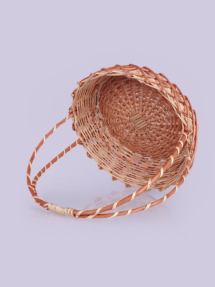 Artisan Handwoven Natural Wicker Basket with Decorative Handle - Hamiast