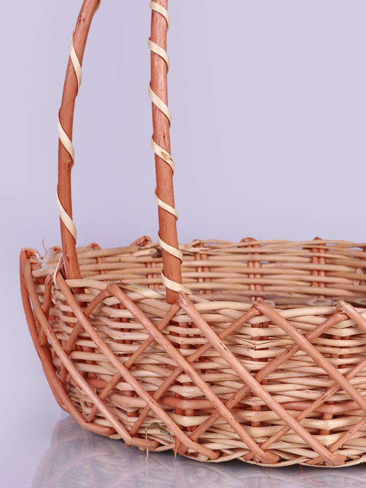 Artisan Handwoven Natural Wicker Basket with Decorative Handle - Hamiast