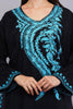 Black Pheran with Bluish Cyan Paisley Aari Embroidery - Kashmiri Pheran