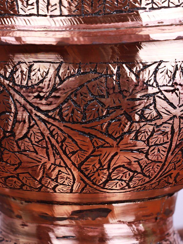 Kashmiri Copper Kenz/Bowl with Hand-Engraved Kandkaari Detailing - Hamiast