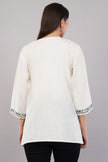 Ivory Grace Kashmiri Kurti with Forest Green Aari