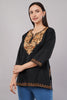 Charcoal Glint Kashmiri Kurti with Burnished Aari