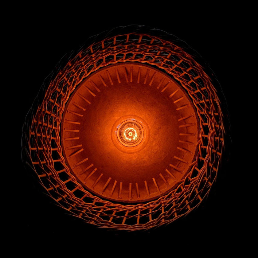 Chenab Willow Wicker Pendant Lamp: Kashmiri Artistry in Papier-Mâché Elegance - Hamiast