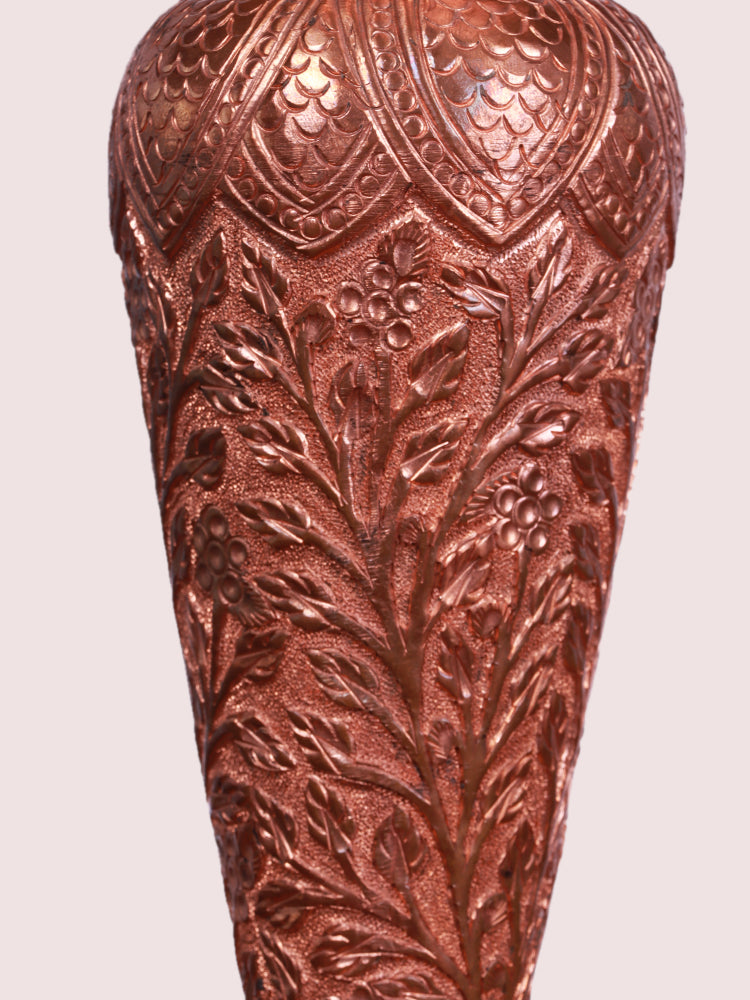 Handcrafted Petal Design Copper Vase