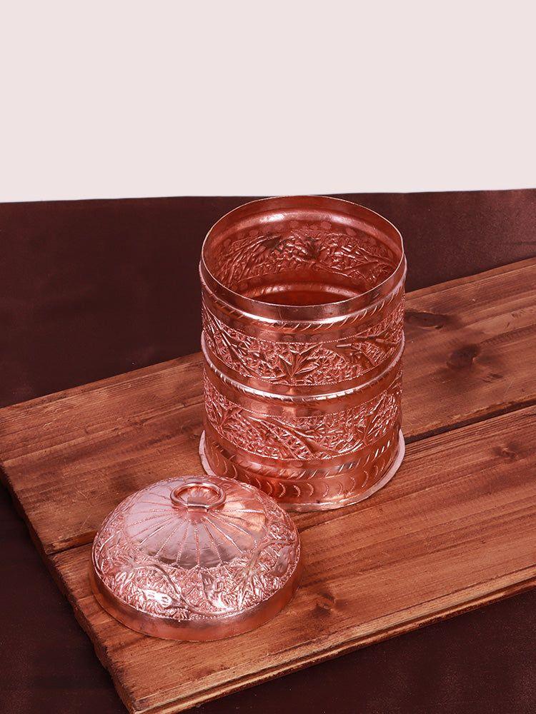 Copper Spice Box Set with Hand Engraved Detailing : Vintage Charm - Hamiast