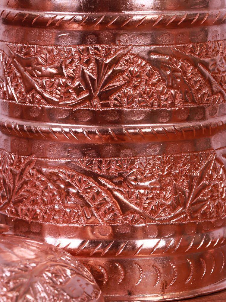 Copper Spice Box Set with Hand Engraved Detailing : Vintage Charm - Hamiast
