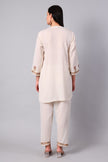 Cream Kashmiri Aari Co-ord Set with Floral Embroidery-Back