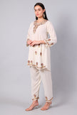 Cream Kashmiri Aari Co-ord Set with Floral Embroidery-Right